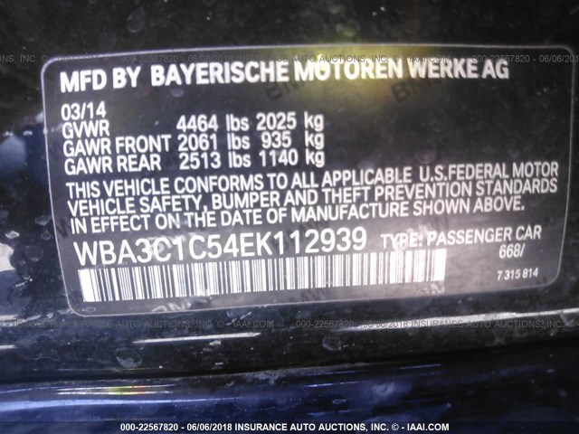 WBA3C1C54EK112939 - 2014 BMW 328 I SULEV BLACK photo 9