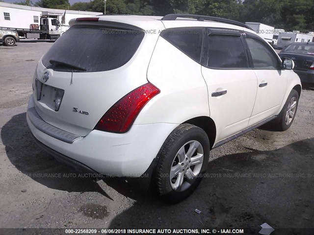 JN8AZ08W17W624534 - 2007 NISSAN MURANO SL/SE/S WHITE photo 4