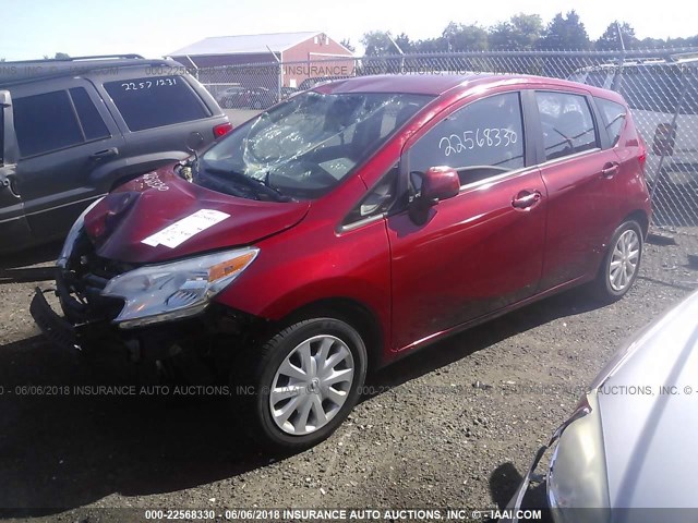 3N1CE2CP9EL368550 - 2014 NISSAN VERSA NOTE S/S PLUS/SV/SL RED photo 2