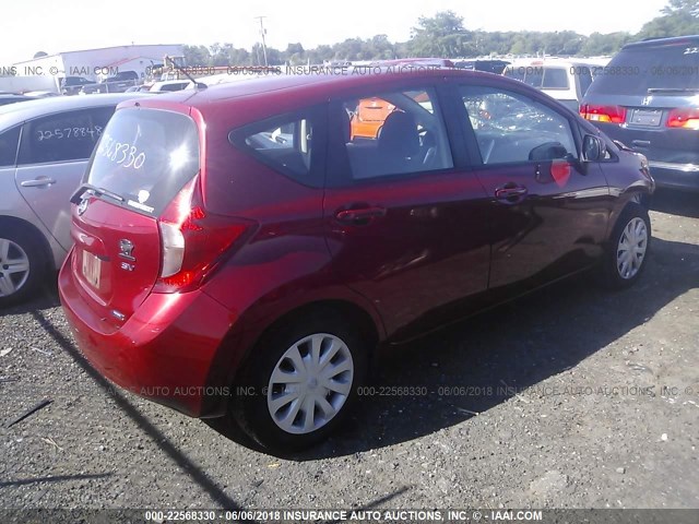 3N1CE2CP9EL368550 - 2014 NISSAN VERSA NOTE S/S PLUS/SV/SL RED photo 4