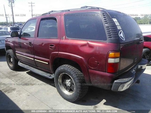 1GNEK13T63R157535 - 2003 CHEVROLET TAHOE K1500 MAROON photo 3