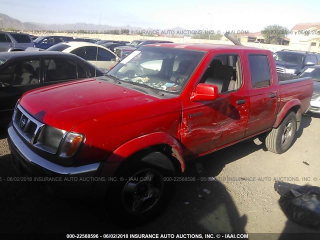 1N6ED27T1YC349892 - 2000 NISSAN FRONTIER CREW CAB XE/CREW CAB SE RED photo 2