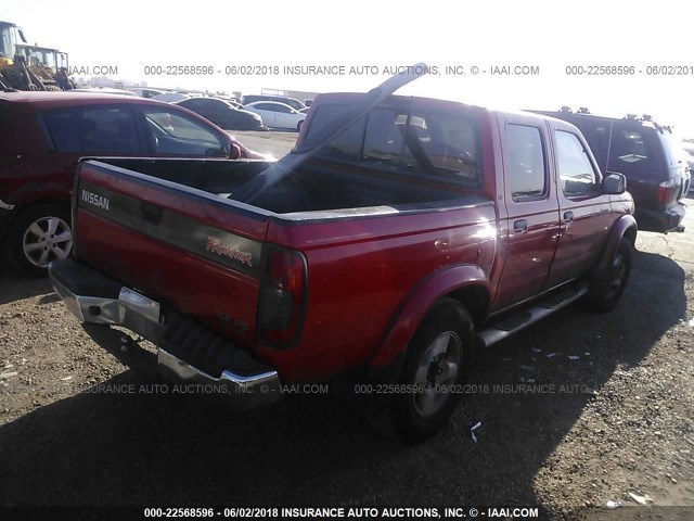 1N6ED27T1YC349892 - 2000 NISSAN FRONTIER CREW CAB XE/CREW CAB SE RED photo 4
