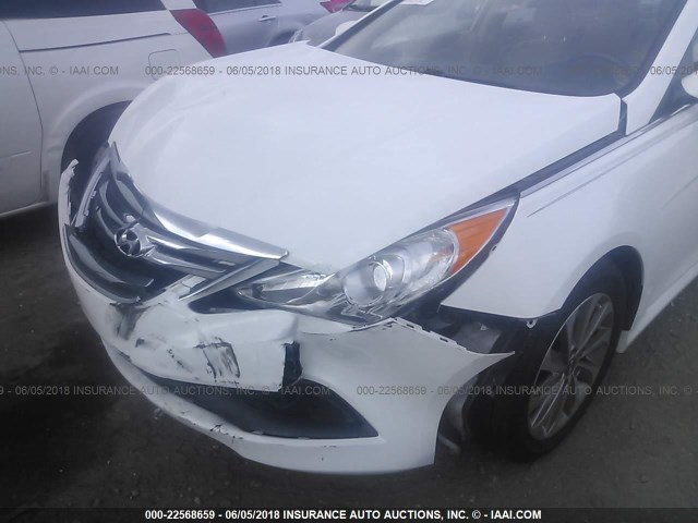 5NPEC4AB5EH932421 - 2014 HYUNDAI SONATA SE/LIMITED WHITE photo 6