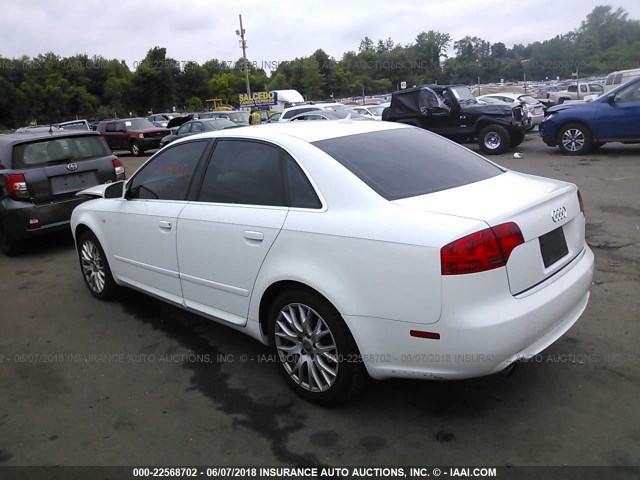 WAUDF78E58A161682 - 2008 AUDI A4 2.0T QUATTRO WHITE photo 3