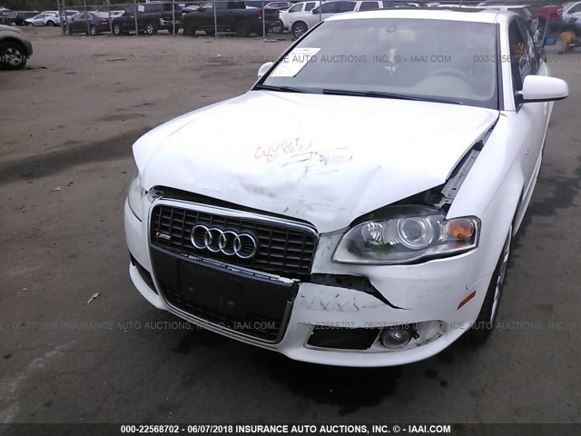 WAUDF78E58A161682 - 2008 AUDI A4 2.0T QUATTRO WHITE photo 6