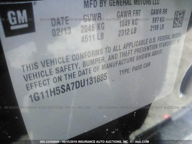 1G11H5SA7DU131885 - 2013 CHEVROLET MALIBU LTZ 黑色 照片 9