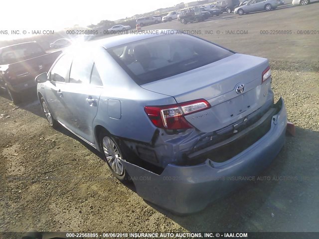 4T1BD1FK1CU026322 - 2012 TOYOTA CAMRY HYBRID/LE/XLE BLUE photo 3