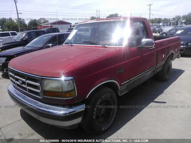 1FTDF15Y0NNA70743 - 1992 FORD F150 RED photo 2