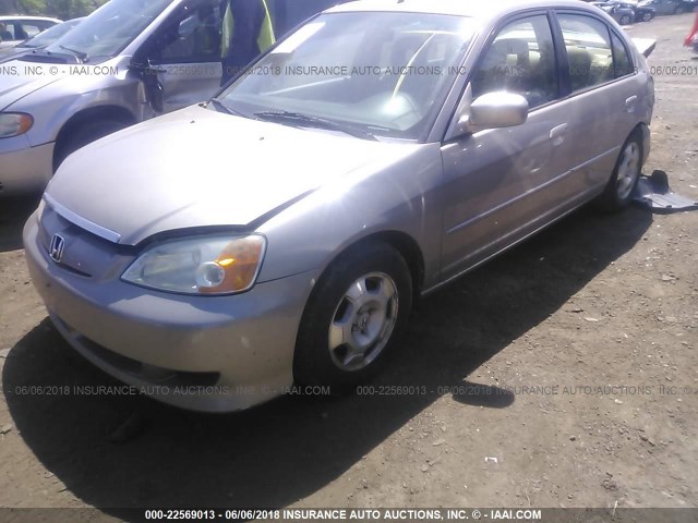 JHMES96663S001919 - 2003 HONDA CIVIC HYBRID BEIGE photo 2