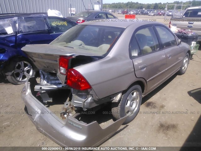 JHMES96663S001919 - 2003 HONDA CIVIC HYBRID BEIGE photo 4