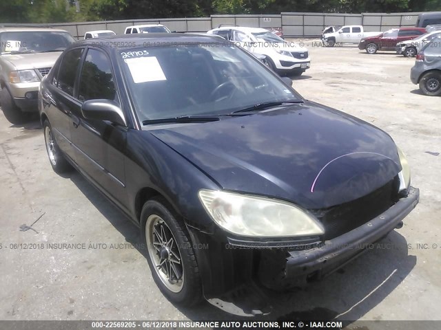 1HGES16375L025704 - 2005 HONDA CIVIC DX VP BLACK photo 1