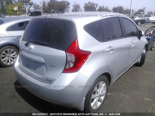 3N1CE2CP0EL351216 - 2014 NISSAN VERSA NOTE S/S PLUS/SV/SL SILVER photo 4