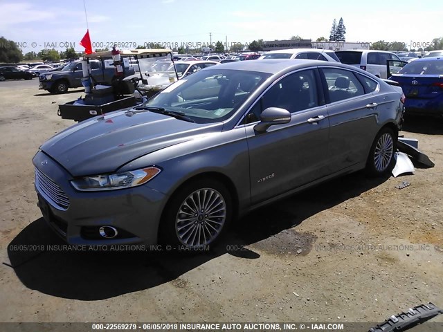 3FA6P0RU3ER112171 - 2014 FORD FUSION TITANIUM HEV GRAY photo 2