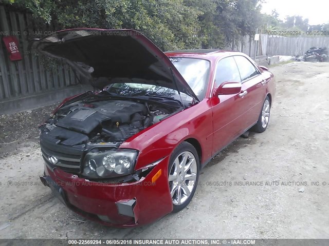 JNKAY41E13M001202 - 2003 INFINITI M45 RED photo 2