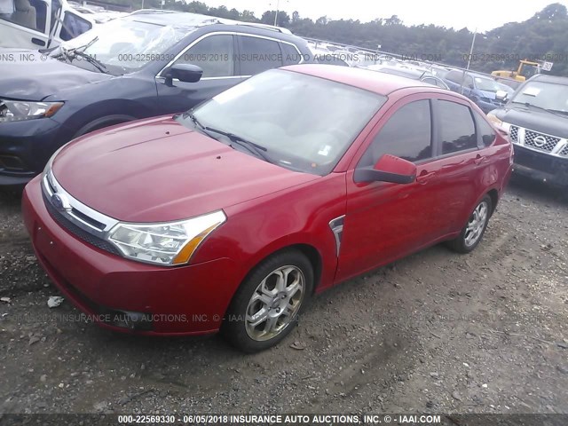 1FAHP35N88W295139 - 2008 FORD FOCUS SE/SEL/SES RED photo 2