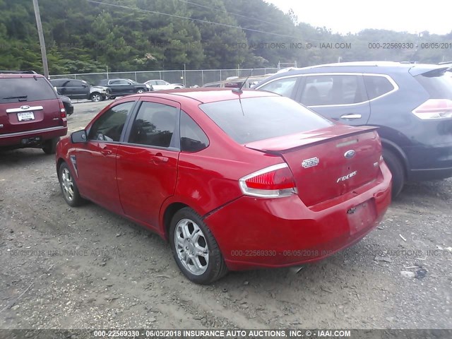 1FAHP35N88W295139 - 2008 FORD FOCUS SE/SEL/SES RED photo 3