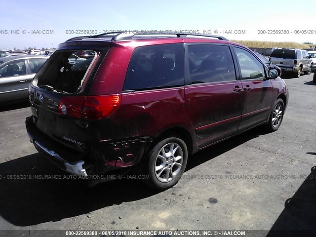 5TDZA22C96S564095 - 2006 TOYOTA SIENNA XLE/XLE LIMITED RED photo 4