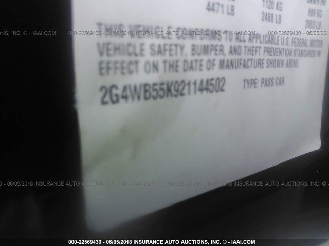 2G4WB55K921144502 - 2002 BUICK REGAL LS 海军蓝 照片 9