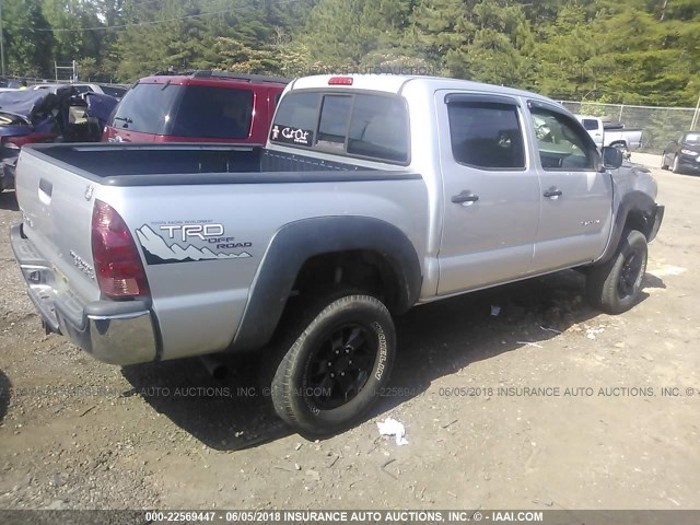5TEJU62N58Z503930 - 2008 TOYOTA TACOMA DOUBLE CAB PRERUNNER SILVER photo 4