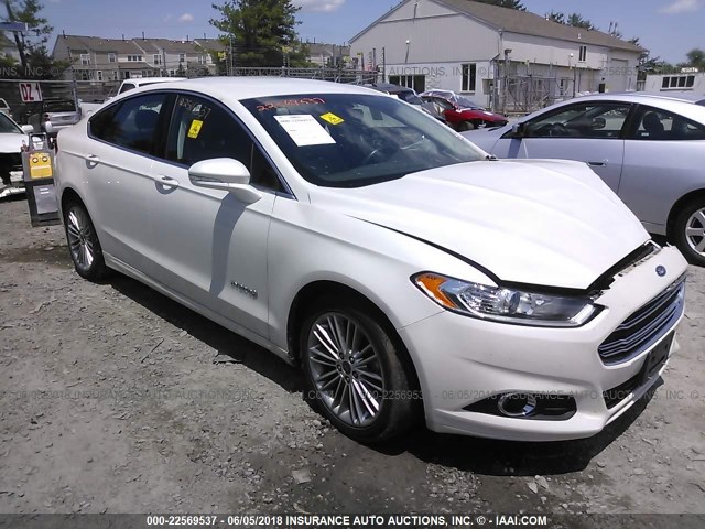 3FA6P0LUXER173106 - 2014 FORD FUSION SE HYBRID WHITE photo 1