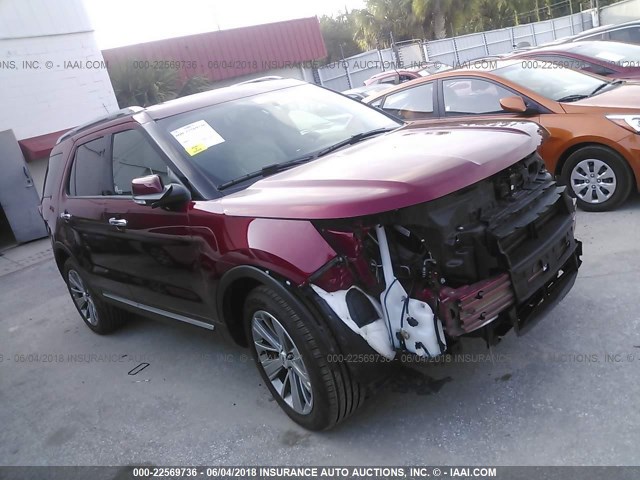 1FM5K8F86JGA85734 - 2018 FORD EXPLORER LIMITED RED photo 1