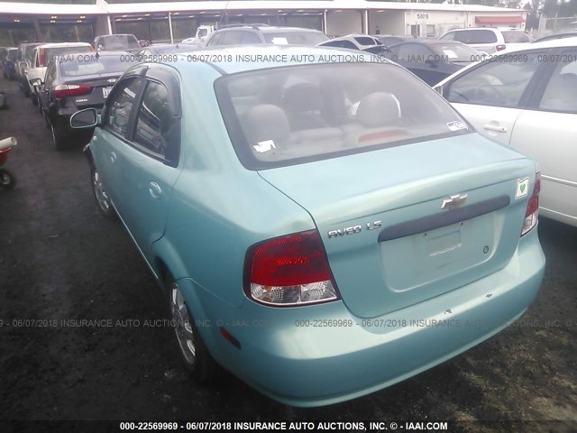 KL1TD52685B365657 - 2005 CHEVROLET AVEO LS TURQUOISE photo 3