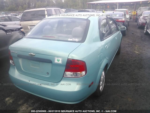 KL1TD52685B365657 - 2005 CHEVROLET AVEO LS TURQUOISE photo 4