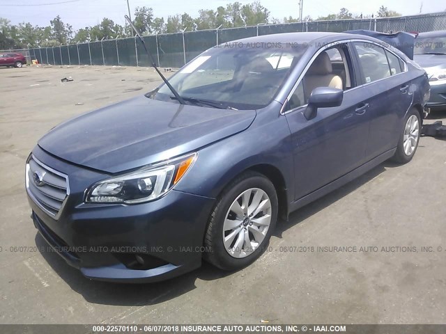 4S3BNAC62F3026770 - 2015 SUBARU LEGACY 2.5I PREMIUM BLUE photo 2