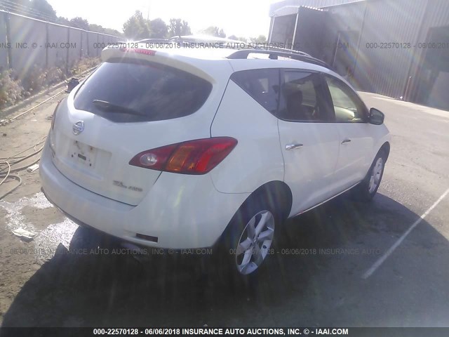 JN8AZ18W19W106237 - 2009 NISSAN MURANO S/SL/LE WHITE photo 4