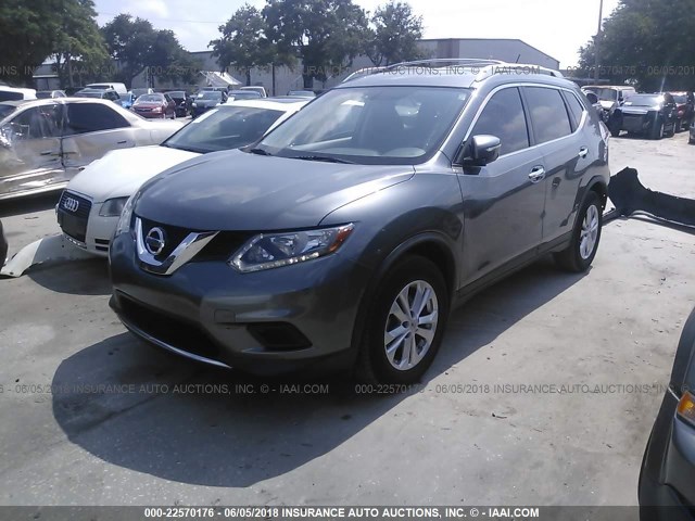 KNMAT2MT5FP562861 - 2015 NISSAN ROGUE S/SL/SV GRAY photo 2