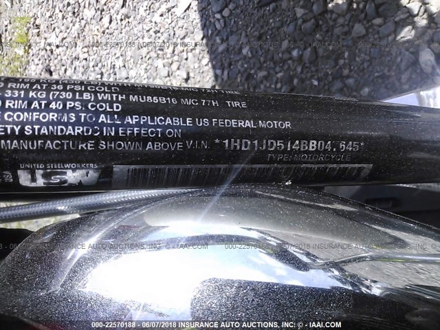 1HD1JD514BB047645 - 2011 HARLEY-DAVIDSON FLSTN 黑色 照片 10