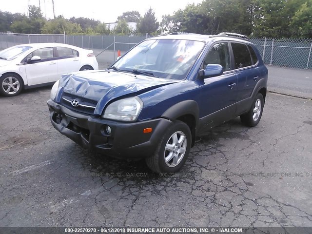 KM8JN12D85U218629 - 2005 HYUNDAI TUCSON GLS/LX BLUE photo 2