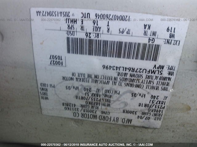 5LMFU27R64LJ43496 - 2004 LINCOLN NAVIGATOR WHITE photo 9