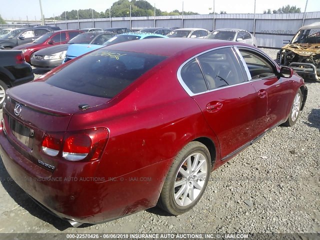 JTHBH96S765008024 - 2006 LEXUS GS GENERATION 200 300 RED photo 4