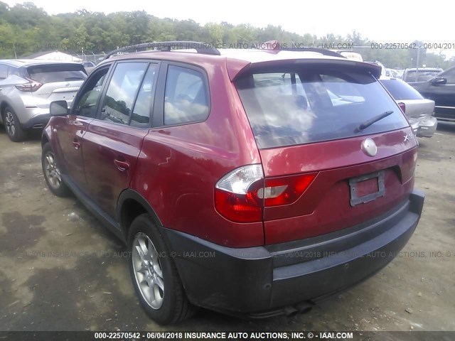 WBXPA73475WA78286 - 2005 BMW X3 2.5I RED photo 3