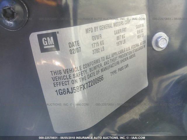 1G8AJ58FX7Z200956 - 2007 SATURN ION LEVEL 2 Qara foto 9