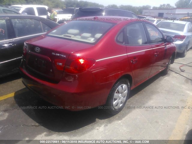 KMHDU46D78U332279 - 2008 HYUNDAI ELANTRA GLS/SE/LIMITED RED photo 4