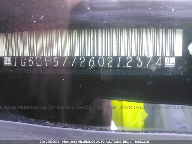 1G6DP577260212374 - 2006 CADILLAC CTS HI FEATURE V6 BLACK photo 9