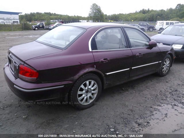 KMHWF35H04A066875 - 2004 HYUNDAI SONATA GLS/LX BURGUNDY photo 4