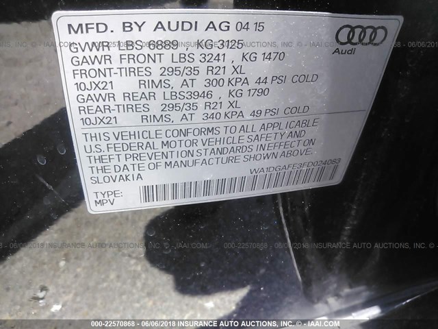 WA1DGAFE3FD024083 - 2015 AUDI Q7 PRESTIGE BLACK photo 9