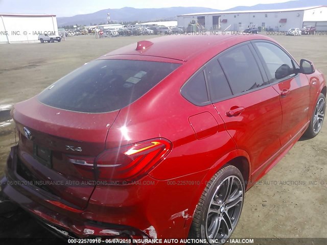 5UXXW5C58G0N93018 - 2016 BMW X4 XDRIVE35I RED photo 4