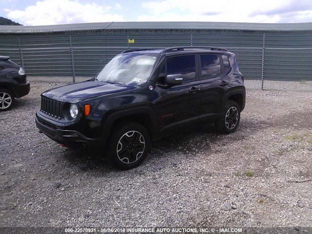 ZACCJBCT5GPD62387 - 2016 JEEP RENEGADE TRAILHAWK BLACK photo 2