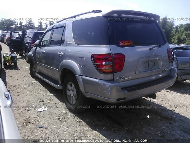 5TDBT48A32S064991 - 2002 TOYOTA SEQUOIA LIMITED SILVER photo 3