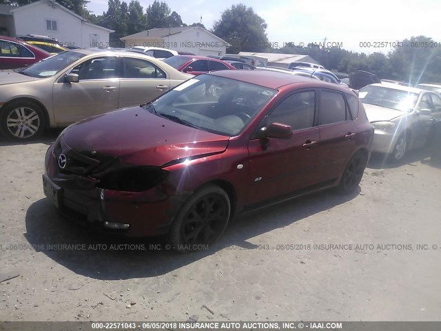 JM1BK343081116667 - 2008 MAZDA 3 HATCHBACK RED photo 2