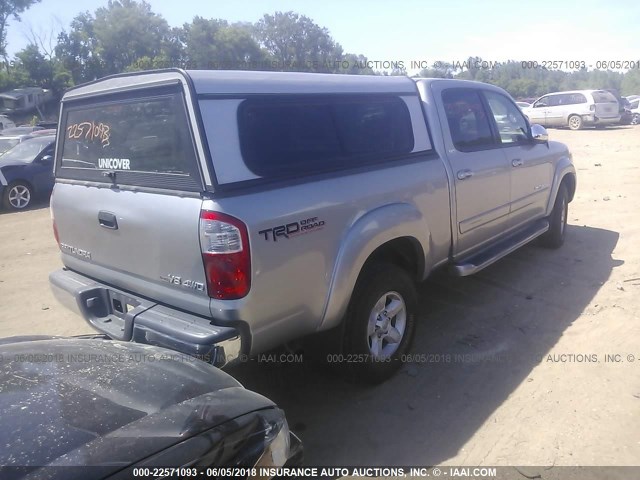 5TBDT44136S503880 - 2006 TOYOTA TUNDRA DOUBLE CAB SR5 SILVER photo 4