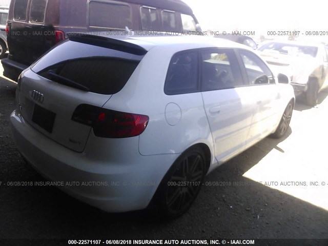 WAUHE78P39A069753 - 2009 AUDI A3 2.0T WHITE photo 4