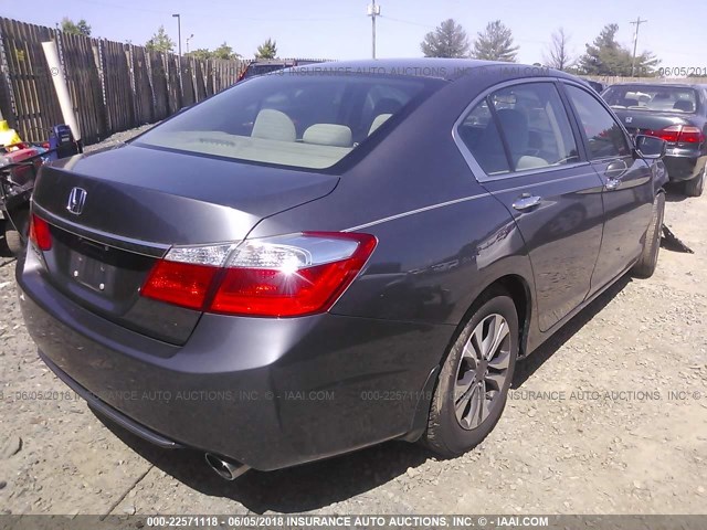 1HGCR2F3XDA063219 - 2013 HONDA ACCORD LX GRAY photo 4