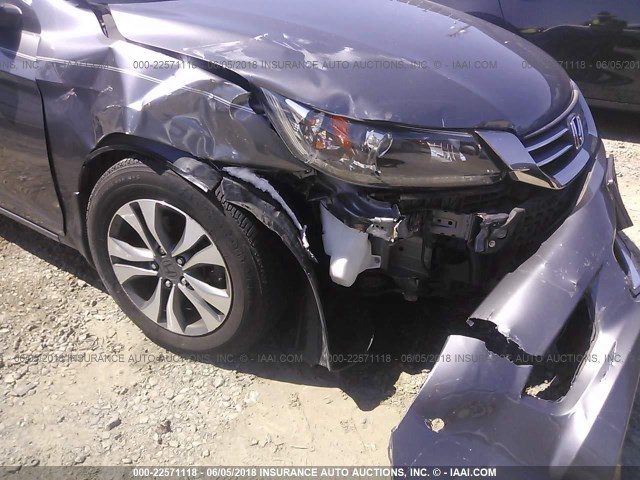 1HGCR2F3XDA063219 - 2013 HONDA ACCORD LX GRAY photo 6