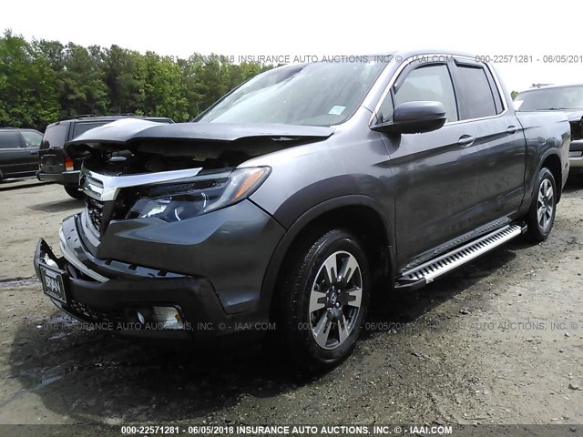 5FPYK2F66HB010489 - 2017 HONDA RIDGELINE RTL GRAY photo 2